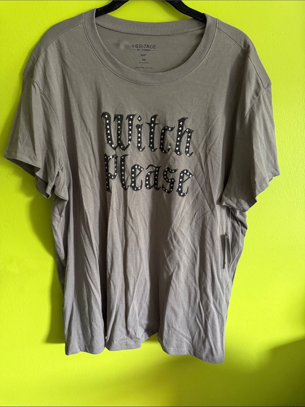 NWT Torrid Gray & Black "Witch Please" Oversized Graphic Tee Size 00 M/L 10